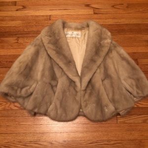 Vtg Mink Fur wrap cape, Flemington Furs USA